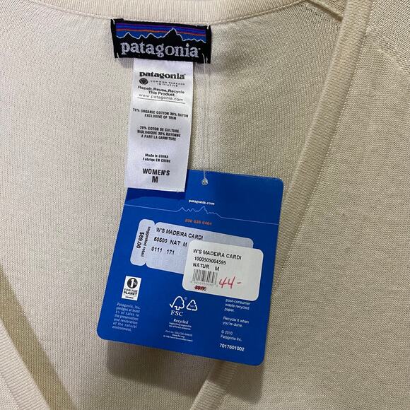 Patagonia Cream 3/4 Sleeve Madeira Cardigan New w/ Defect Women’s Size M - Picture 5 of 7